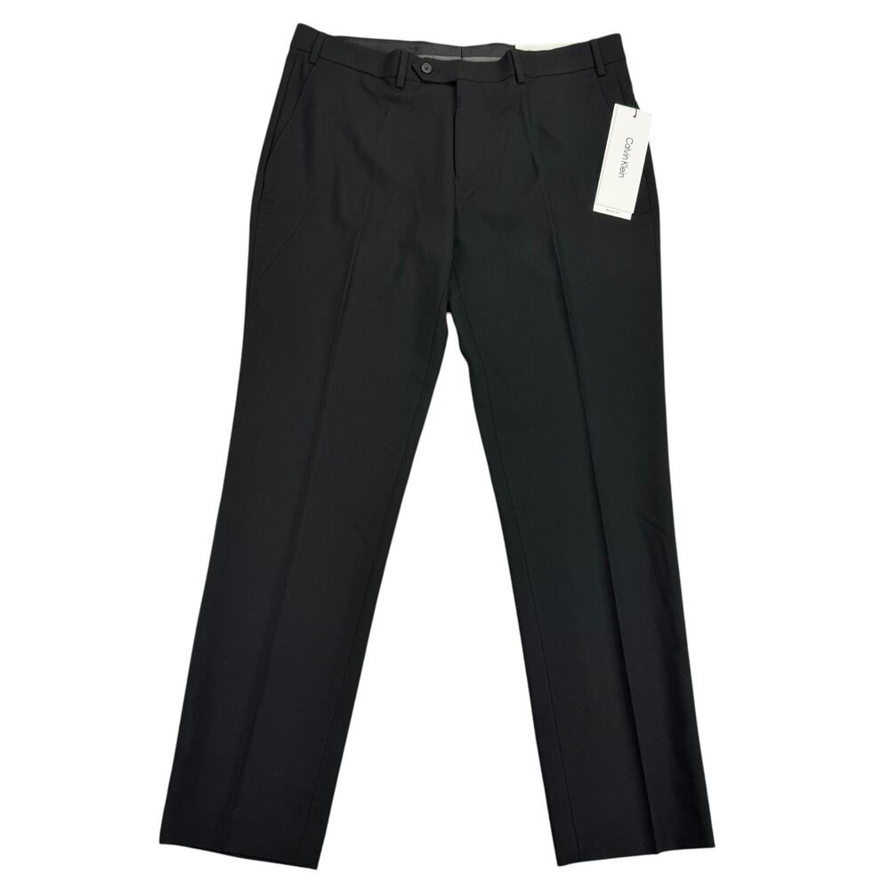 Calvin Klein Mens Infinite Stretch Skinny Fit Solid Dress Pants Black 36x30